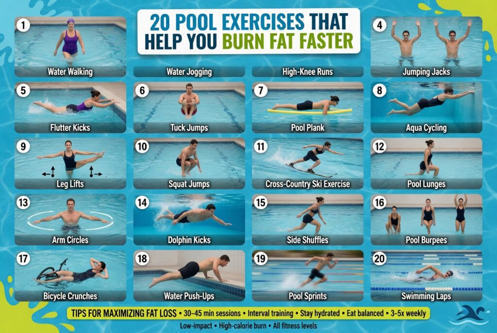 20 Pool Exercises That Help You Burn Fat Faster